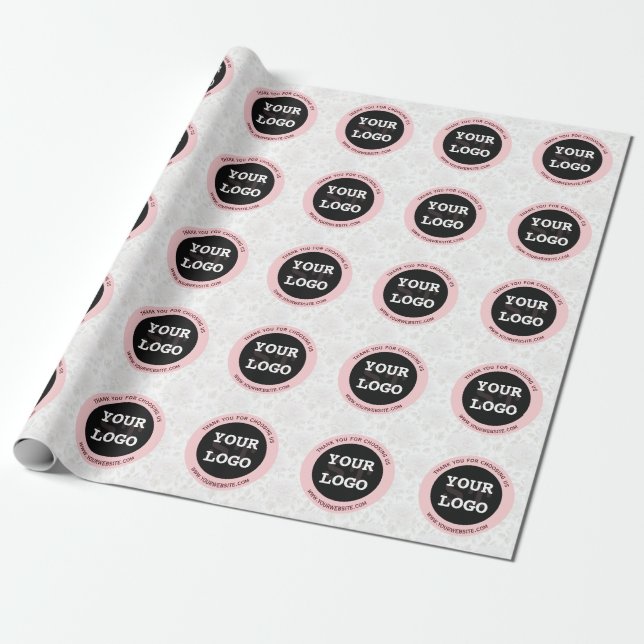 Papel De Regalo Acuarela moderna Floral rosa y negro (Desenrollado)