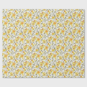 Papel De Regalo Acuarela Narciso Floral Jardín Primavera