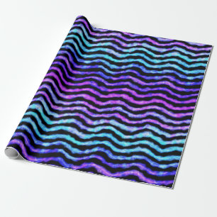Papel De Regalo acuarela ondulada - cian y morado :