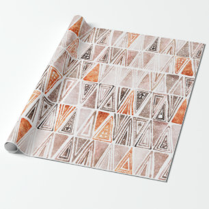 Papel De Regalo Acuarela Pastel Terracota Triángulos Tribales
