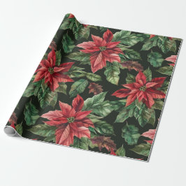 Papel De Regalo acuarela Patrón de flores de Poinsettia
