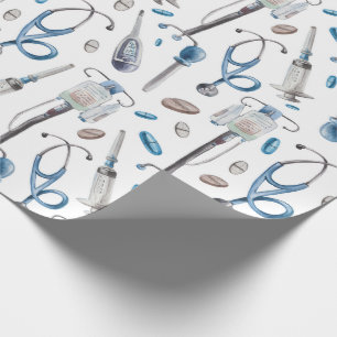 Papel De Regalo Acuarela, patrón transparente de suministros méd