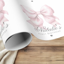 Acuarela personalizada Dusty Pink Bow Primer cumpl