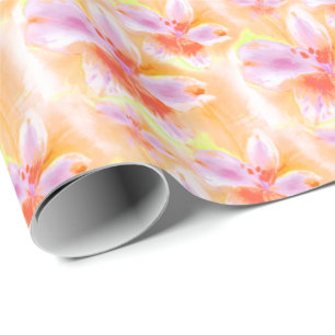 Papel De Regalo Acuarela peruana Lily Alstroemeria ajuste de patró