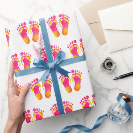 Papel De Regalo Acuarela Pies Descalzos y Chanclas