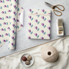 Papel De Regalo Acuarela pintada a mano floral verde morado