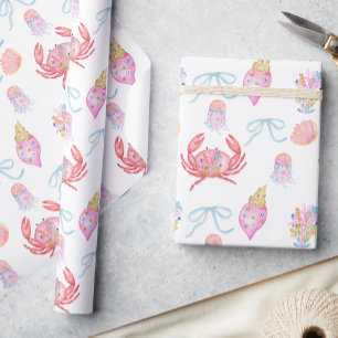 Papel De Regalo Acuarela Preppy Costero Alegre y Brillante