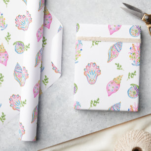 Papel De Regalo Acuarela Preppy Costero Alegre y Brillante