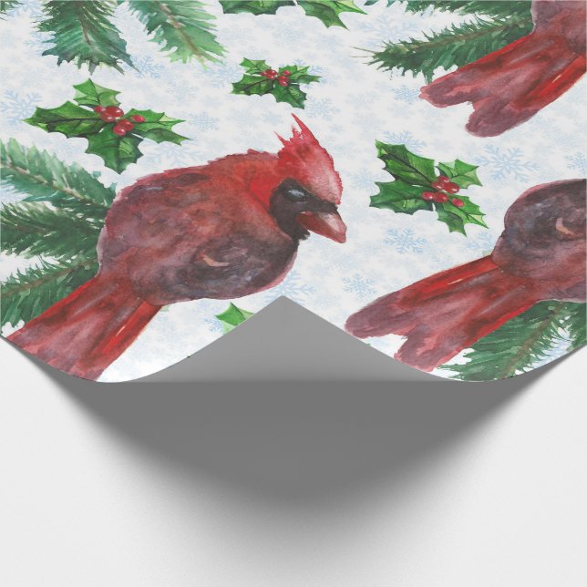 Papel De Regalo acuarela Red Cardinal Bird (Esquina)
