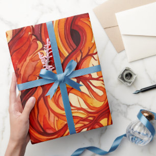 Papel de regalo acuarela roja corazón abstracto