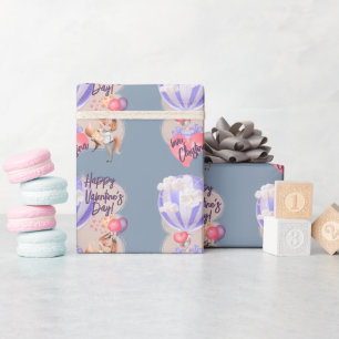 Papel De Regalo Acuarela romántica San Valentín ama a los zorros e