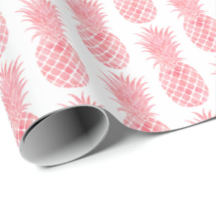 Papel De Regalo Acuarela rosa Piña tropical