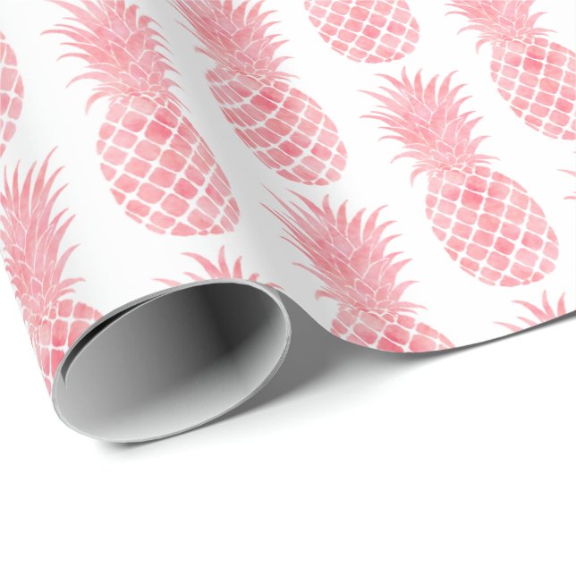 Papel De Regalo Acuarela rosa Piña tropical (Esquina del rollo)