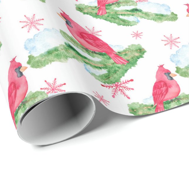 Papel De Regalo Acuarela rosa profundo cardenal moderna (Esquina del rollo)
