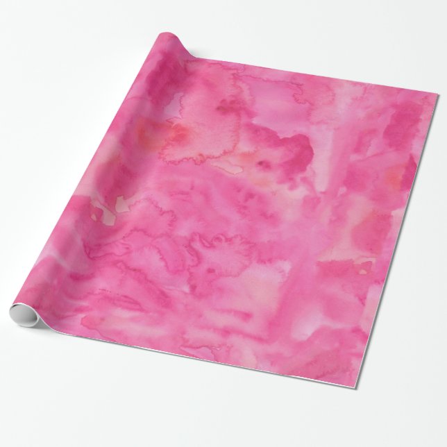 Papel De Regalo Acuarela rosada brillante (Desenrollado)