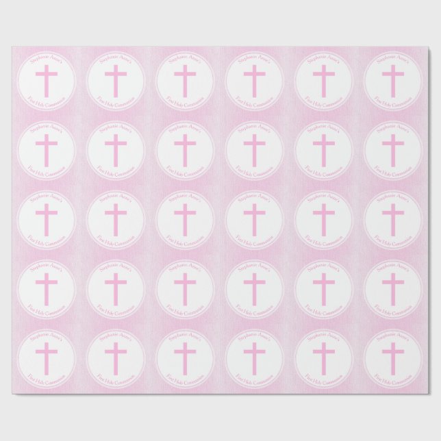 Papel De Regalo Acuarela rosada de la comunión (Superficie plana)