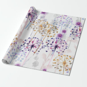 Papel De Regalo Acuarela sin foco patrón floral silvestre en mano