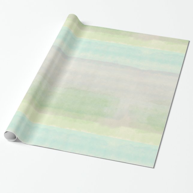 Papel De Regalo Acuarela soñadora del verde azul (Desenrollado)