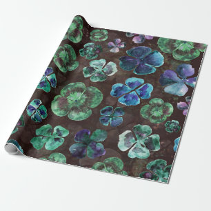 Papel De Regalo Acuarela Treboles Verdes Afortunados