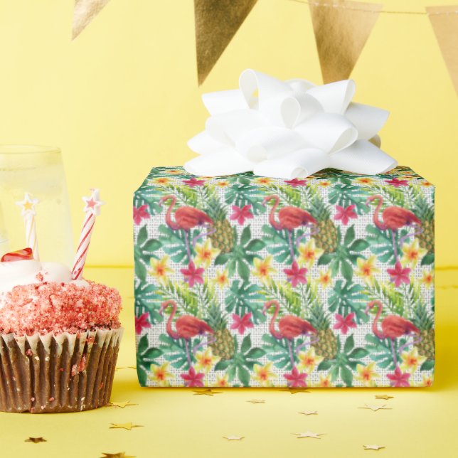 Papel De Regalo Acuarela tropical (Fiesta de cumpleaños )