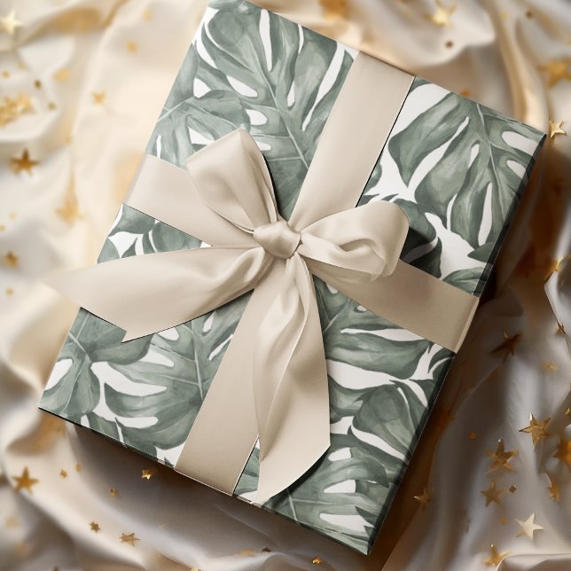 Papel De Regalo Acuarela Tropical Oasis Moderno Patrón de hojas (Subido por el creador)