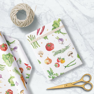 Papel De Regalo Acuarela Verduras Frescas Coloridas