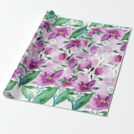 Papel De Regalo Acuarela violeta morada Floral pintada a mano