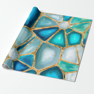 Papel De Regalo Acuarela y células de oro - océano