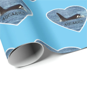 Papel De Regalo Acuario personalizable Orca Ballena Asesina Azul