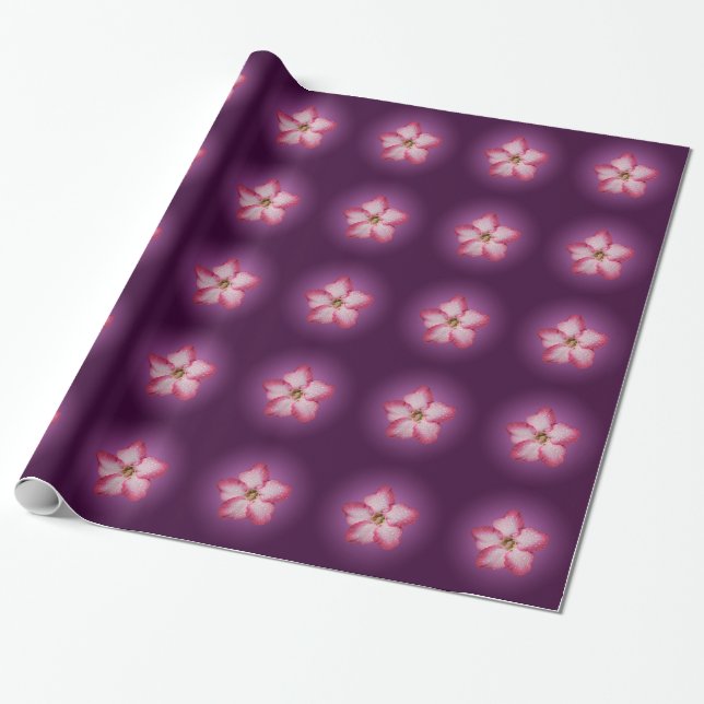 Papel De Regalo Adenium Flor Flora Gradiente Violeta Rosa (Desenrollado)