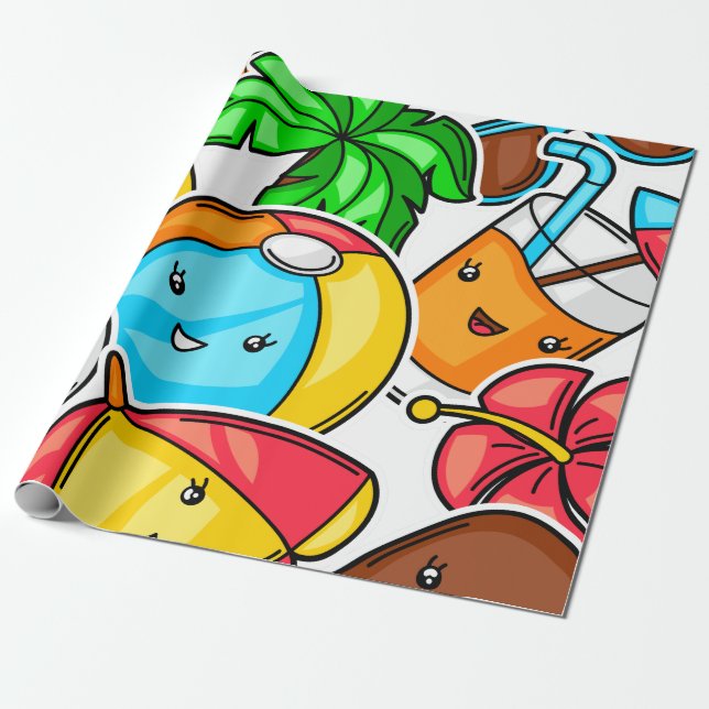 Papel De Regalo Adiós Escuela Hola, Tiempo De Verano Y Diversión (Desenrollado)