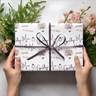 Papel De Regalo Adiós Señorita Hola Señora Despedida de Soltera Fl