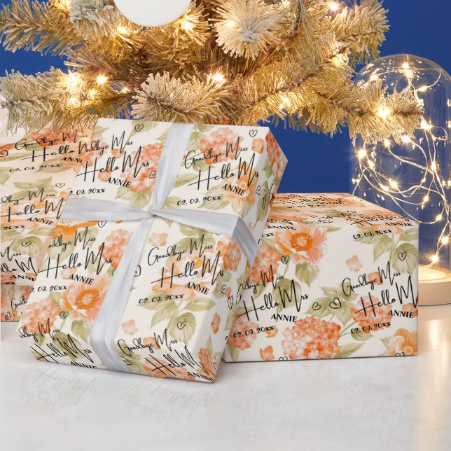 Papel De Regalo Adiós Srta. Hello Sra. Floral Cute (Vacaciones)