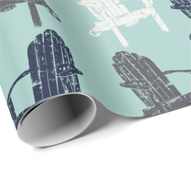 Papel De Regalo Adirondack preside Blue, Aqua, Grey Patterin (Esquina del rollo)