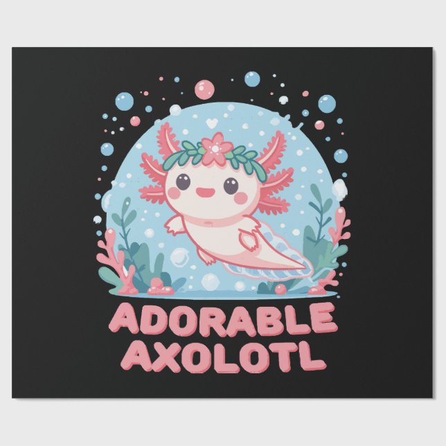 Papel De Regalo Adorable Axolotl Cuteness Acuática (Superficie plana)