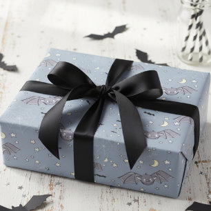 Papel De Regalo Adorable Blue Spookee Cute Bats Halloween