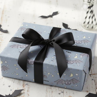 Papel De Regalo Adorable Blue Spookee Cute Bats Halloween