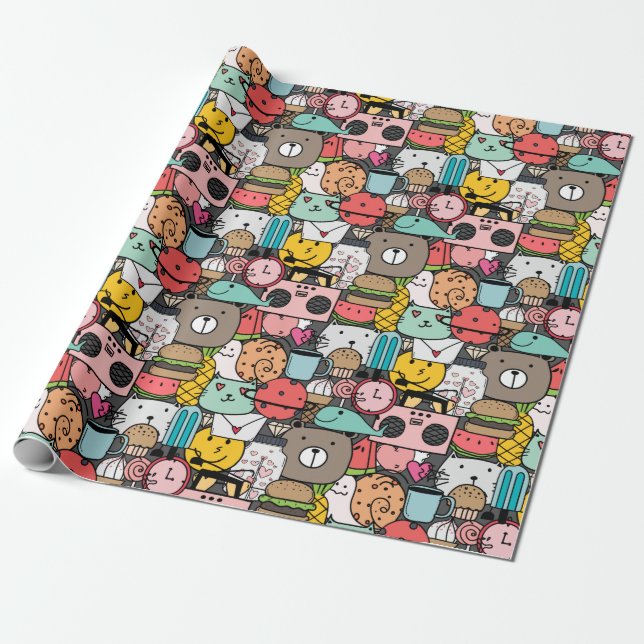 Papel De Regalo Adorable critters wrapping paper (Desenrollado)