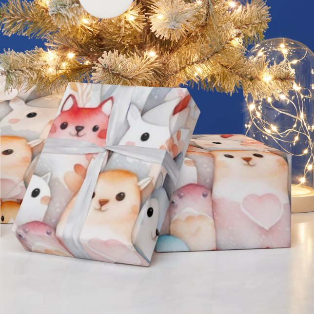 Papel de regalo adorable de animales lindos (Vacaciones)