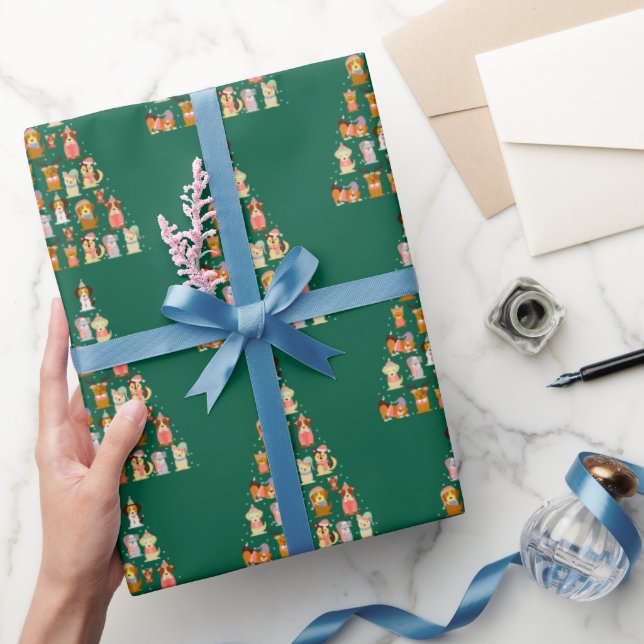 Papel De Regalo Adorable Dog Christmas Tree  (Regalar)