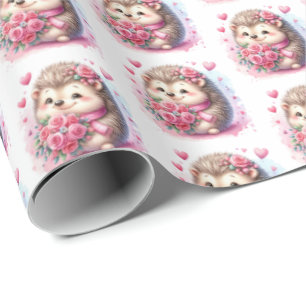 Papel De Regalo Adorable erizo de amor azulejado