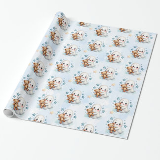 Papel De Regalo Adorable Ghost & Stars Halloween Tema Baby Shower