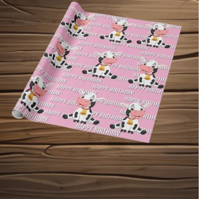 Papel De Regalo adorable huella de vaca (Make your child's birthday unforgettable with our Exciting Cow Birthday celebration!)