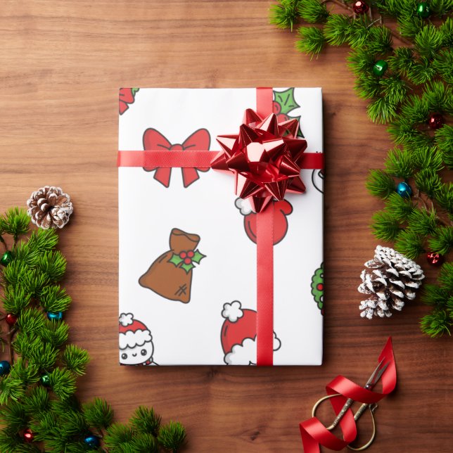 Papel De Regalo Adorable Kawaii Christmas Holiday Pattern Gift (Regalo de vacaciones)