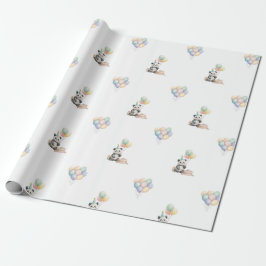 Papel De Regalo Adorable Panda animal Balloon Gift Wrapping Paper