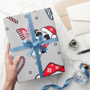 Papel De Regalo Adorable Panda Muñeco de Nieve Navidad Fiesta Cute