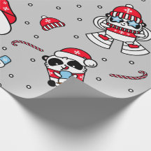 Adorable Panda Muñeco de Nieve Navidad Fiesta Cute