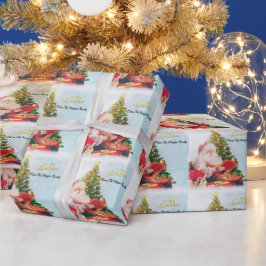 Papel De Regalo Adorable Papá Noel Pino Árbol Navidad