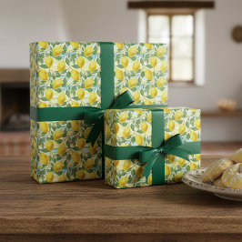 Papel De Regalo Adorable patrón de arte de limón de verano mediter