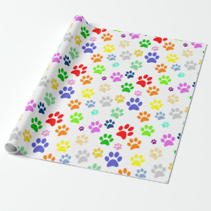 Papel De Regalo Adorable patrón de huellas de patas de mascotas di